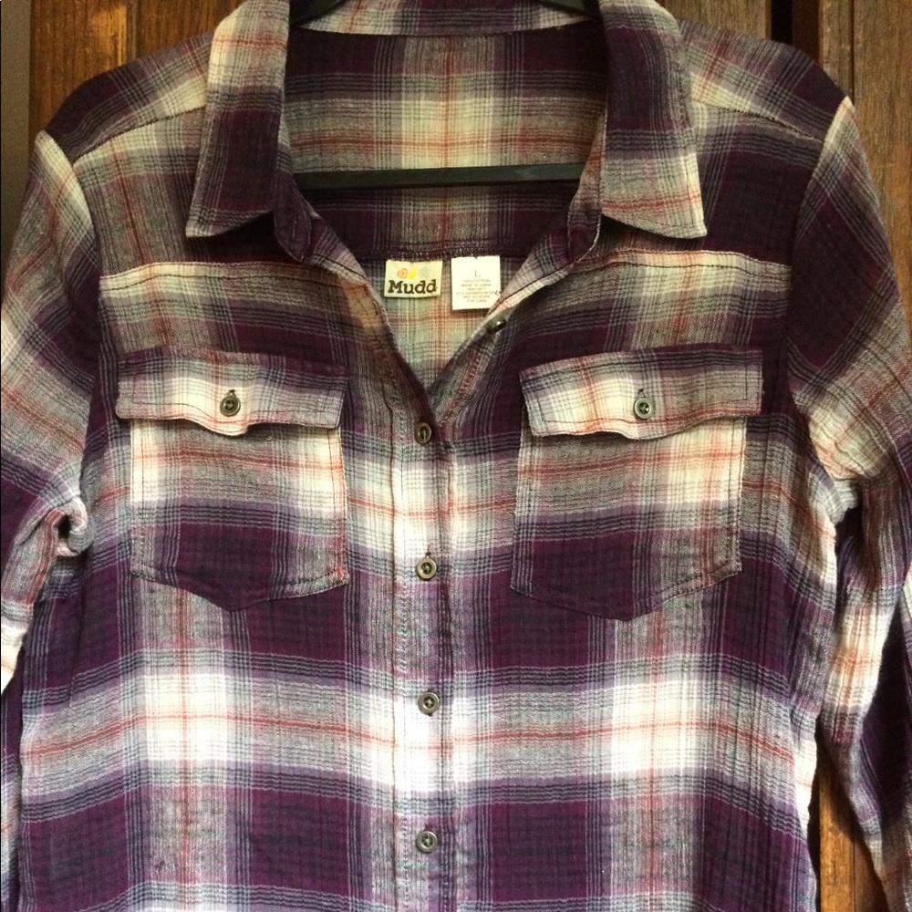 MUDD Purple Plaid Shirt Junior L